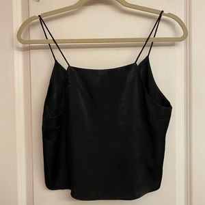 Forever 21 Black Satin Cropped Tank Top